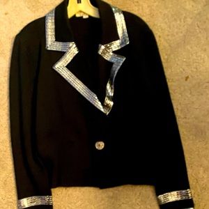 Two piece St. John suit. With silver embellishments